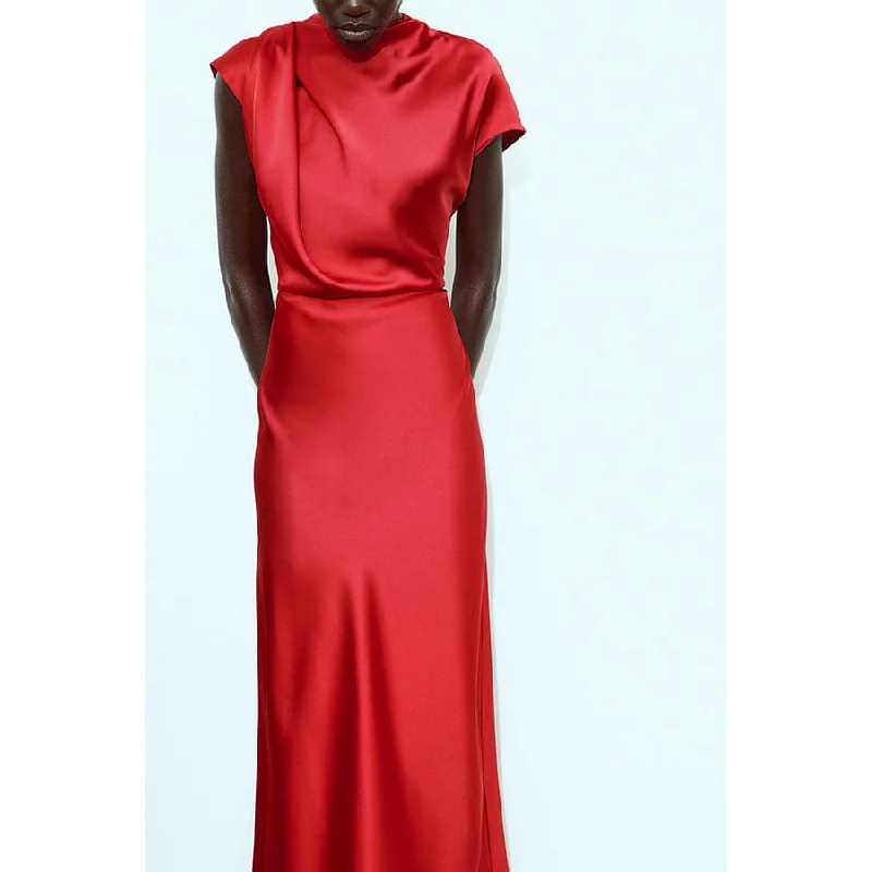 New Markdowns Women's Loose Fit Sleeveless Casual Dress in Red Satin | Sizes S-XL | Japanese Korean Style | Evening Party Dress New Markdowns Women's Loose Fit Sleeveless Casual Dress in Red Satin | Sizes S-XL | Japanese Korean Style | Evening Party Dress