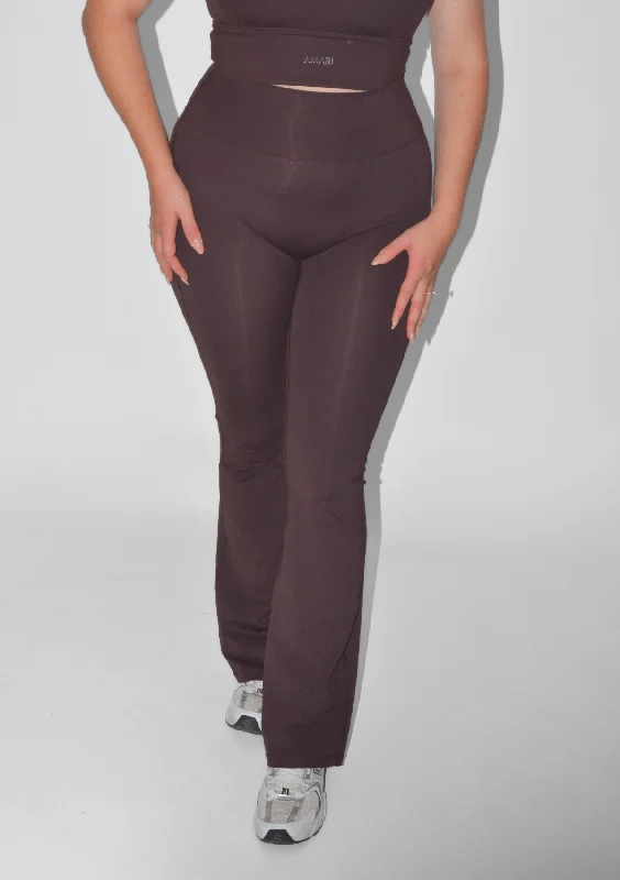 Early Bird Discount Flared Leggings - Espresso