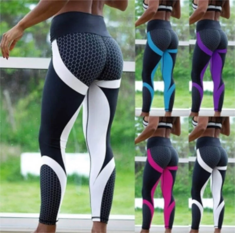 New Markdowns Hot Honeycomb Printed Yoga Pants Women Push Up Sport Leggings Running Leggins Sport Fitness Tights Trousers / 100pcs