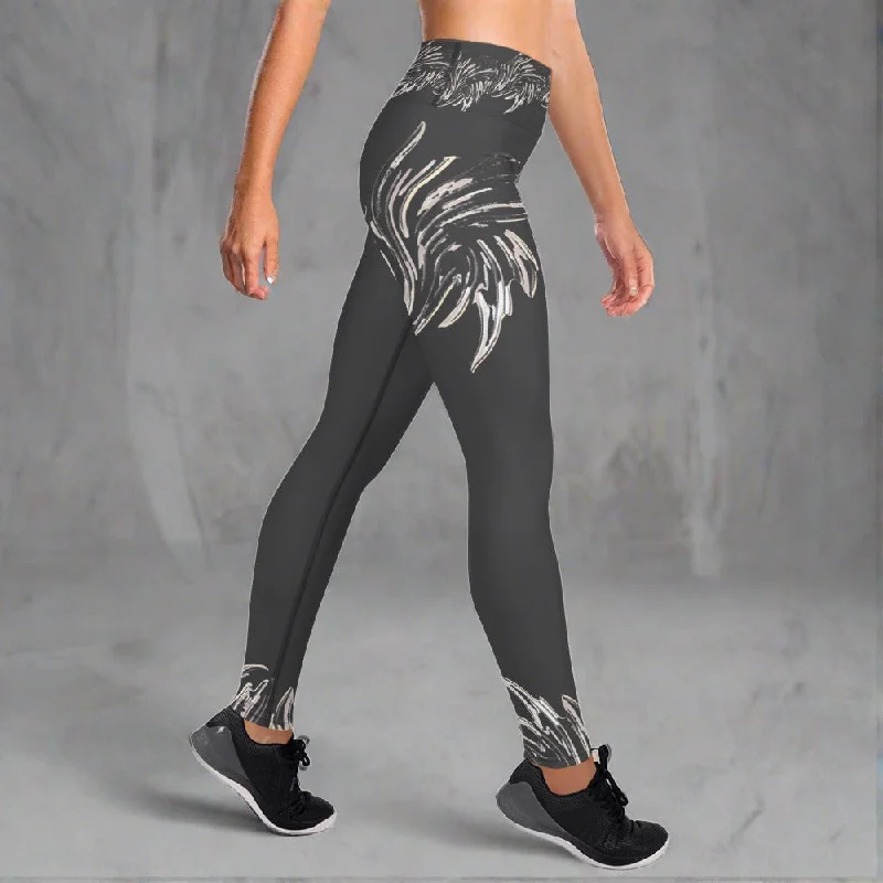 Shop and Save Phoenix Wing Yoga Leggings - 4-Way Stretch Comfort | Elevate Your Workout