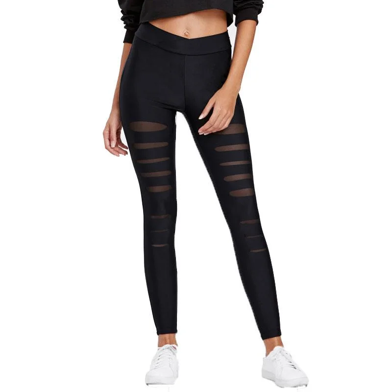 Seasonal Clearance Casual Mesh Insert Summer Leggings