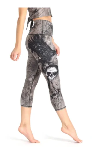 Crazy Deals The Raven Printed Yoga Crops
