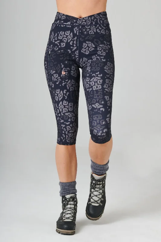 Discount Deals The Recycled Outdoor Capri Leggings - Navy Wild Print