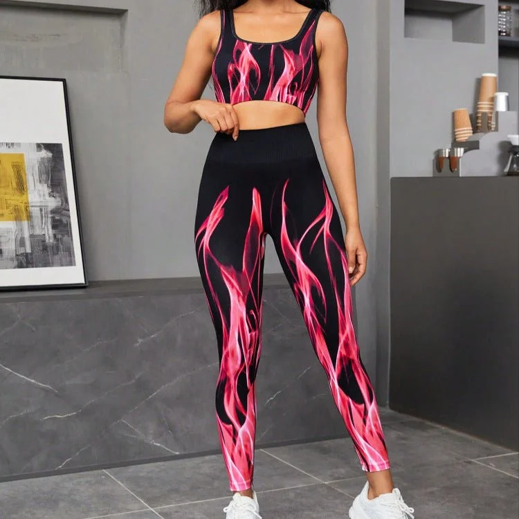 Special Promotion Women Sports Bra And Pants Set - High Elastic Seamless Gradient Design In Wine Red For Fitness Special Promotion Women Sports Bra And Pants Set - High Elastic Seamless Gradient Design In Wine Red For Fitness
